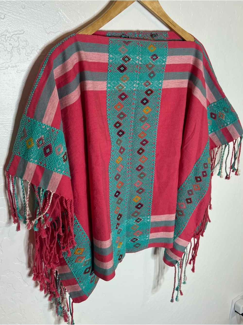 Poncho Bohemian Festival embroidered tassels concert western Aztec OS - Picture 2 of 14